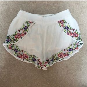 Anthropologie embroidered white shorts